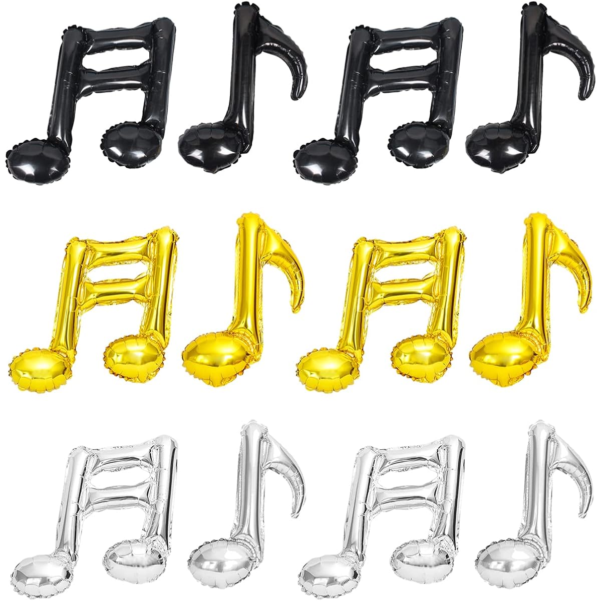 Kawailay Musical Notes Foil Mylar Balloons 24 Pieces Music Theme Balloons Music Birthday Party Balloons Birthday Dance Wedding Anniversary Graduation Baby Shower Party Decoration - Black Gold Silver