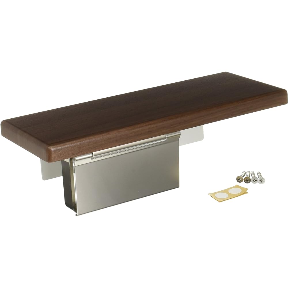 TOTO Paper Roller with Shelf (Wood) Stainless Steel (Matte) Dull Brown YH403FMR#MW