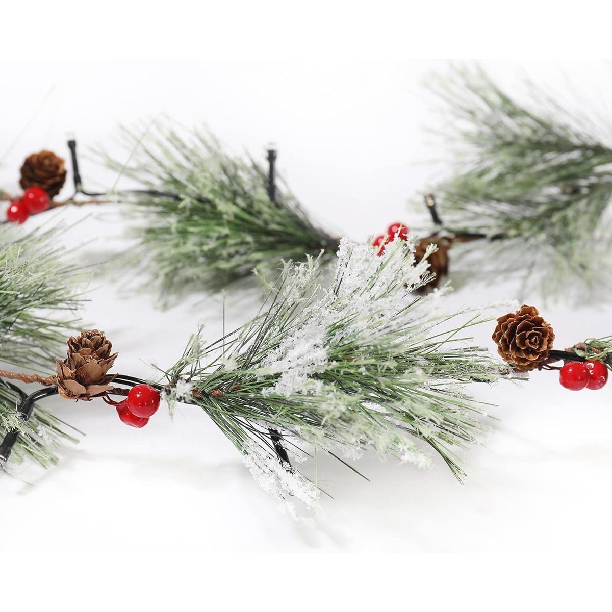 PROWREATH Christmas Smoky Pine Garland 6ft Natural Winter Snow Garland with Lights Perfect for Room, Fireplace, Chandelier, Staircase Decoration