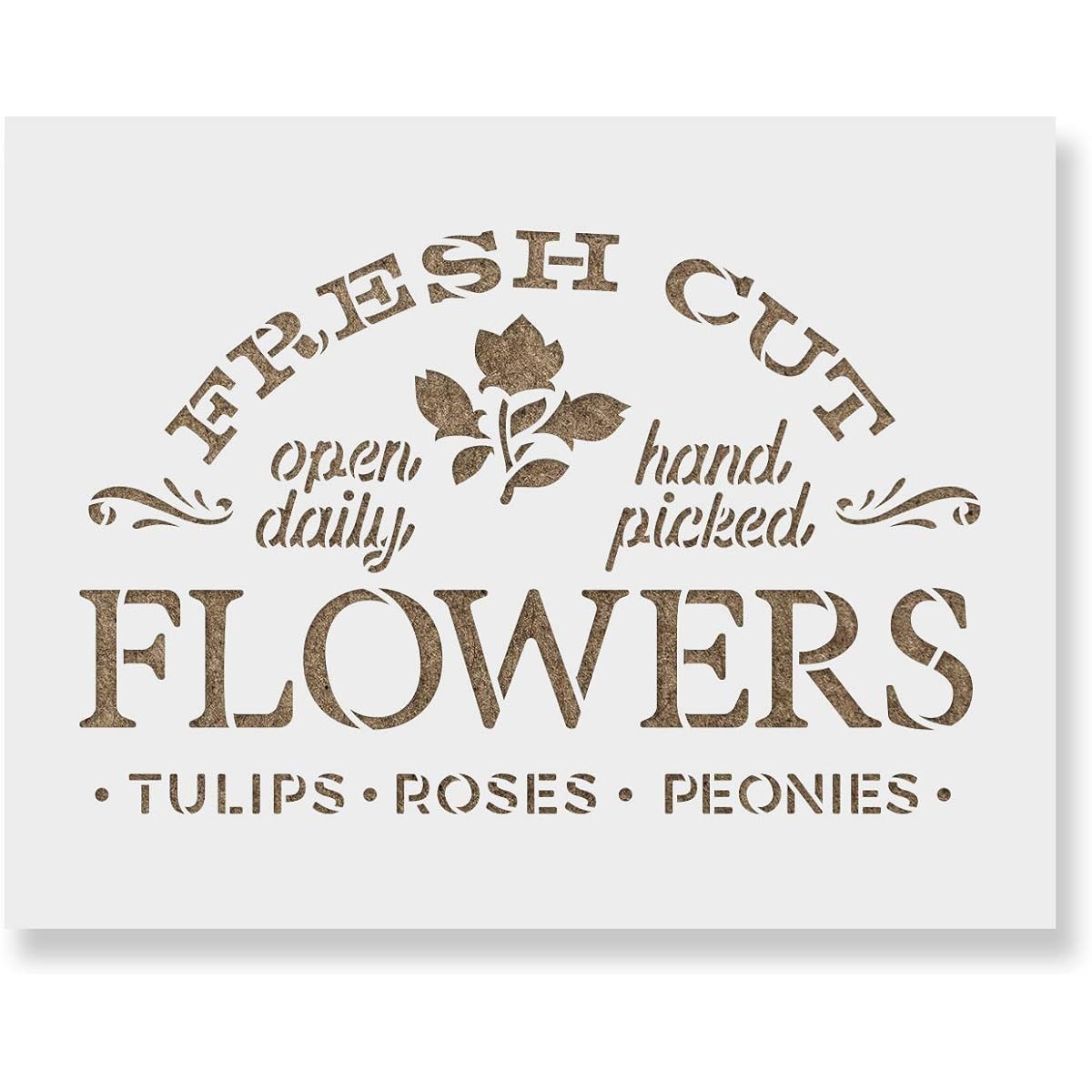 Fresh Cut Flower Sign Stencil - Reusable Stencil - DIY Fresh Cut Flower Sign Home Decoration 24"x18" White