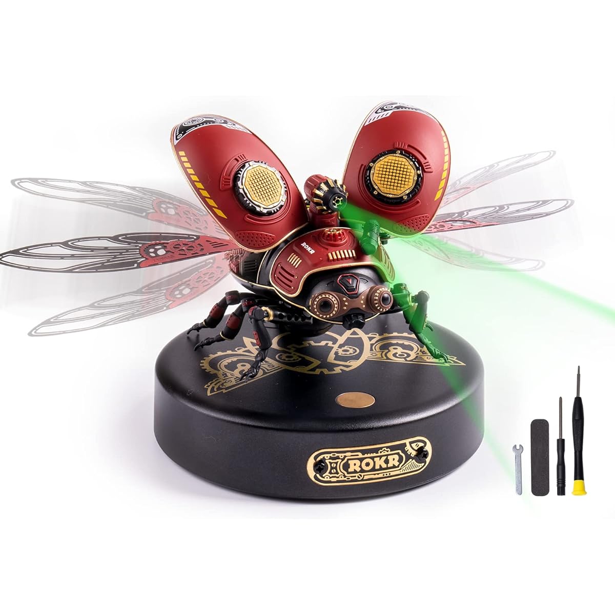ROKR Scout Beetle Assembly Plastic Model 3D 3D Puzzle Electric Beetle LED Mechanical Insect Model DIY Craft Kit Steampunk Decoration Adult Boys Girls Hobby Gift Educational Toy MI02