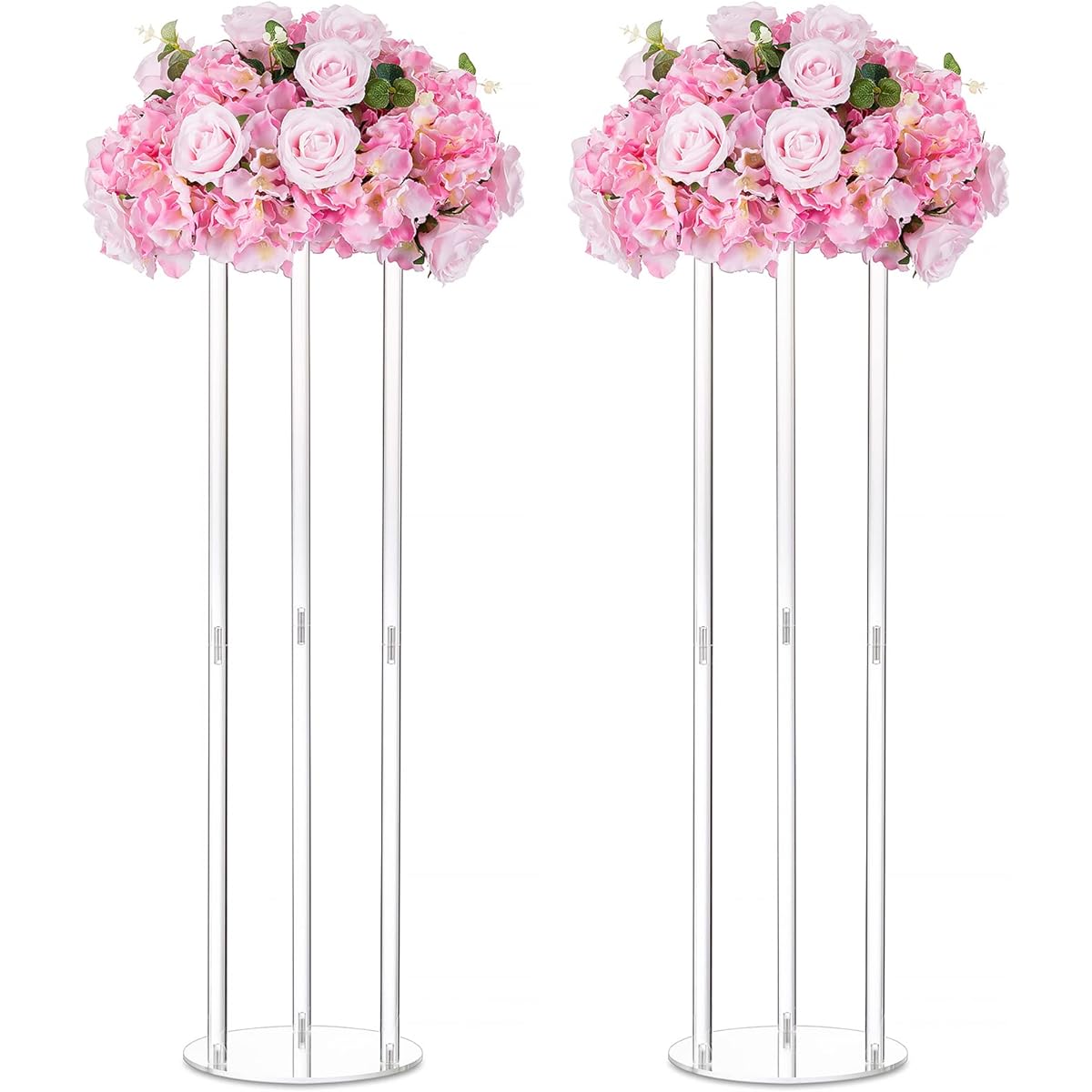 Nuptio Wedding Vase Centerpieces for Table - 31.5" Tall Acrylic Vase Flower Stand Party Table Decor - Elegant Bulk Wedding Decorations Table Geometric Centerpiece Stand