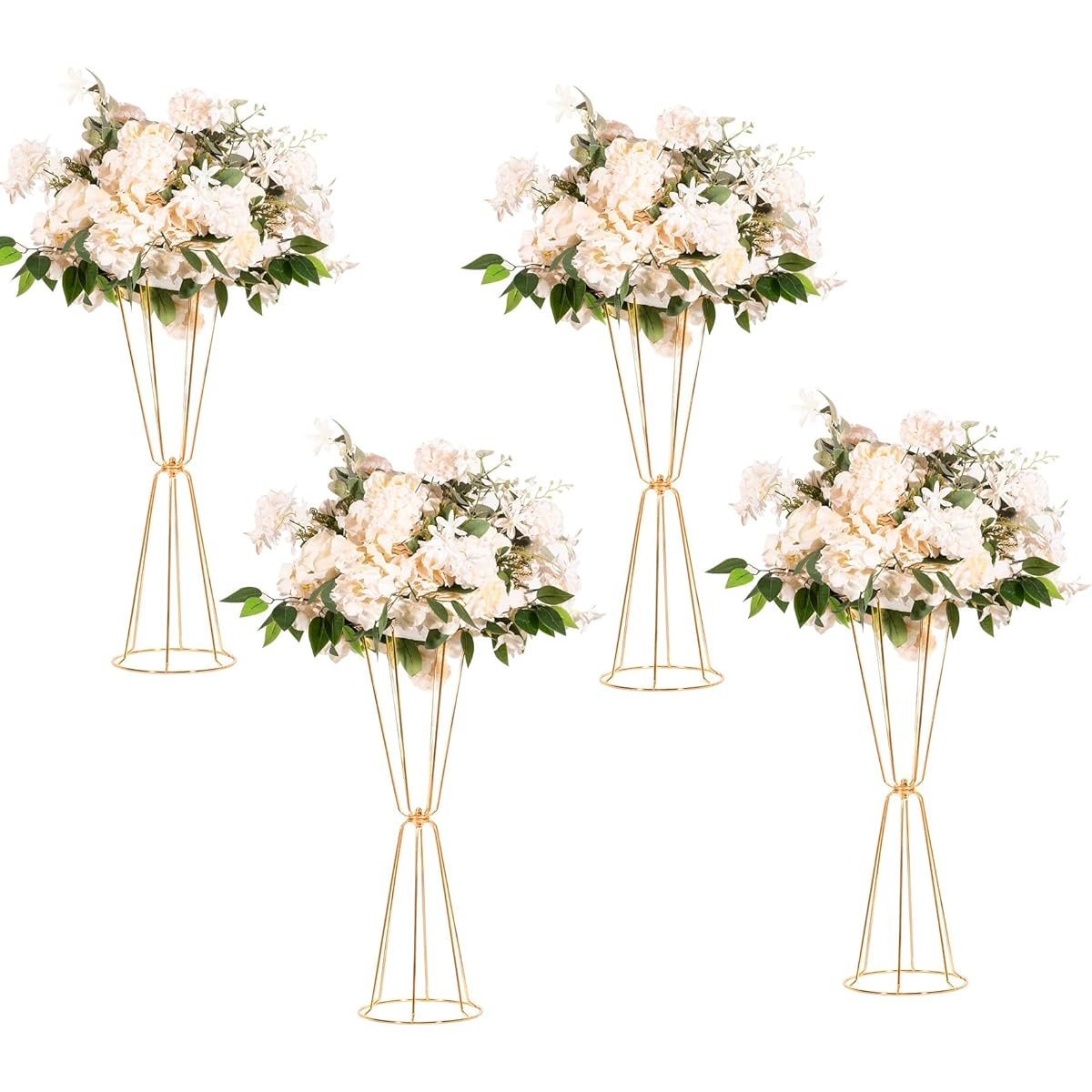 Gold Vase Centerpiece Wedding Geometric Metal Flower Stand for Table Bulk 23.6 Inch Height Trumpet Vase Centerpiece for Party Dinner Anniversary Ceremony