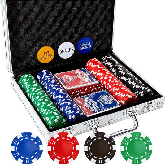 Tocebe Poker Chip Set 200 Pieces Deluxe Poker Set with Aluminum Travel Case Casino Chip Set for Poker Games 11.5 Grams Poker Set Texas Hold'em Blackjack Gambling