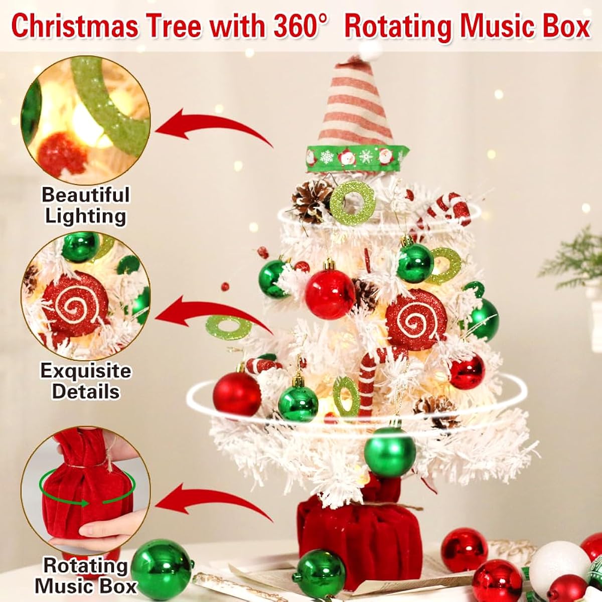 Mini Christmas Tree Table Top Small White Christmas Tree for Christmas Decoration