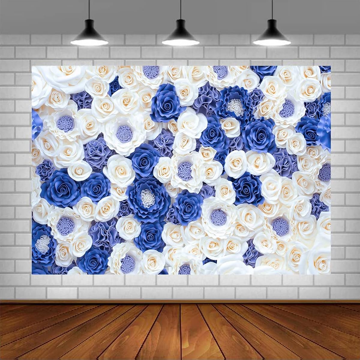 Lofaris Spring Blue White Floral Backdrop for Photography Rose Flower Wall Valentine's Day Mother's Day Bridal Shower Background Celebration Birthday Anniversary Party Decoration Portrait Booth Props 5x3ft