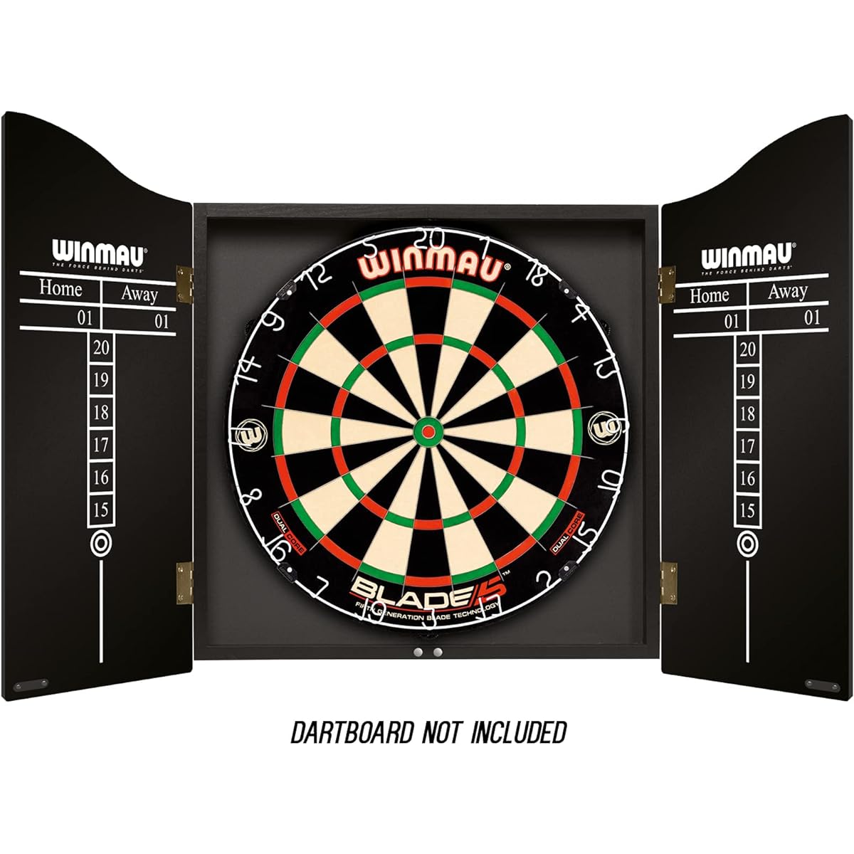 Winmau Blade 6 Design Dartboard Cabinet - Wooden Darts Cabinet with Scoreboard