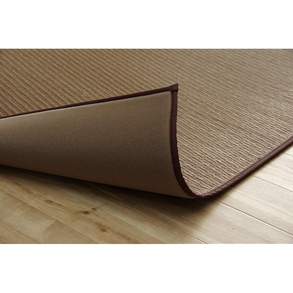 Ikehiko Corporation Igusa Rug Carpet 1.5 tatami mats Domestic F Solid Light Brown Approx. 140 x 200 cm Back: Urethane Simple #8213410