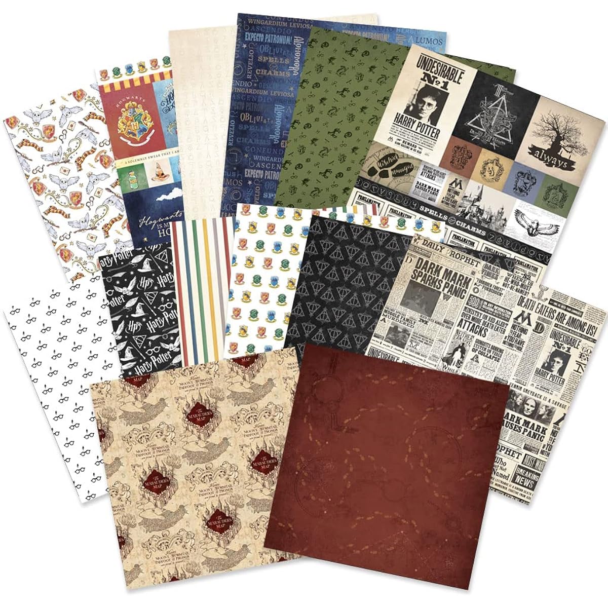 Harry Potter 12" x 12" Pack of 14 Decorative Double-Sided Paper for Scrapbooking and Crafts by Paper House Productions Icons