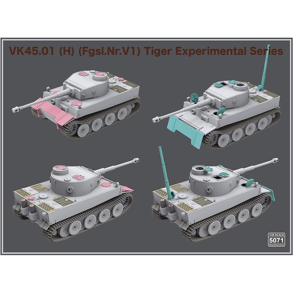 Ryfield Model 1/35 German Army VK45.01(H) (Fgsl.Nr.V1) Tiger 1 Henschel Prototype Plastic Model RFM5071 Molding Color