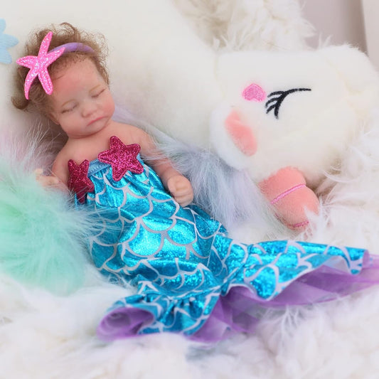 6 inch soft solid full silicone baby doll (white)