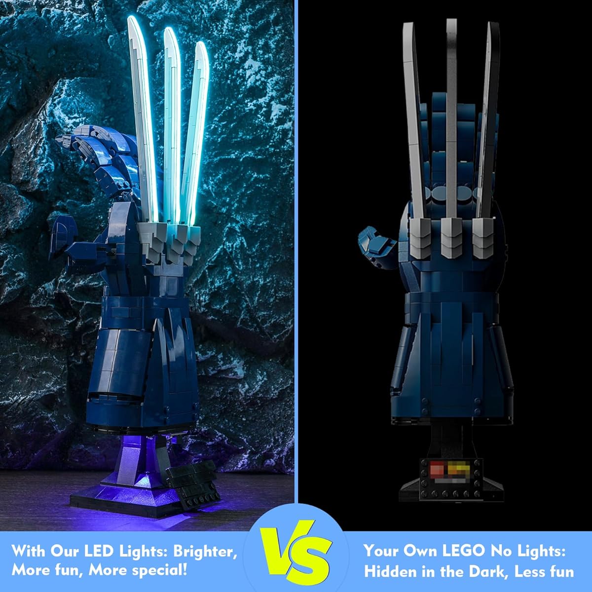 LocoLee LED Light Kit for Lego Wolverine Adamantium Claws 76250 Upgraded Lighting Control Creative Lighting Set Accessories Compatible with Lego 76250 Building Set (Lights Only, No Model)