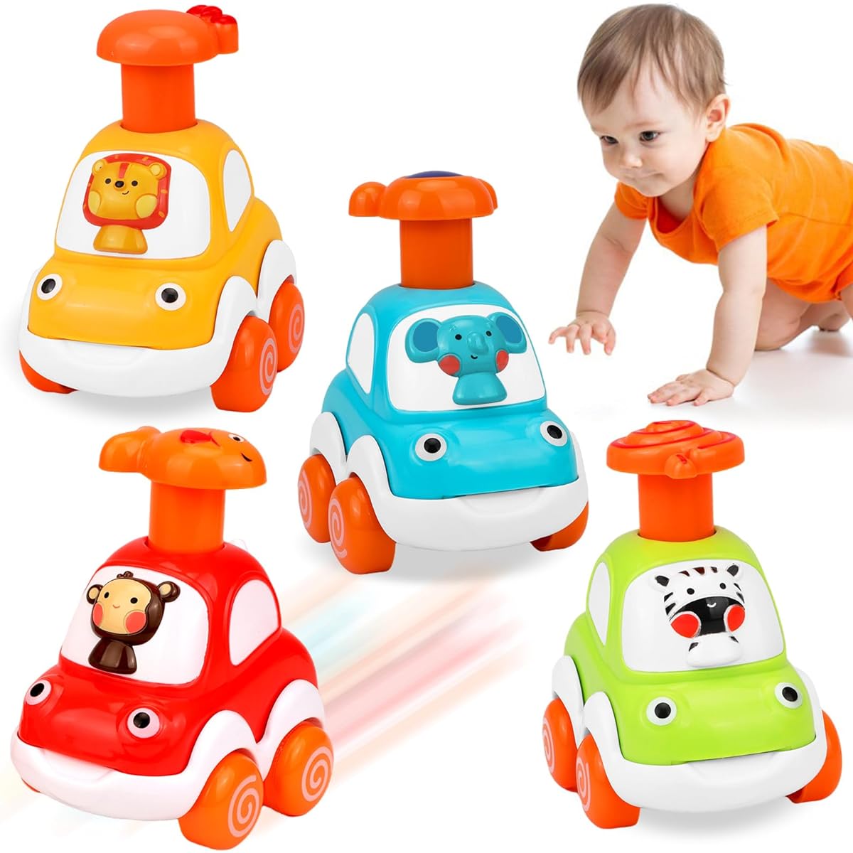 Baby Toys Cars Toddler Gifts: Animal Cars Baby Toys 1 2 3 Years Old Boys Girls - 1 2 Year Old Boy Birthday Gifts Toddler Toys 1-2 Years Old - Push and Go Cars Toys Toddler Kids Toddler