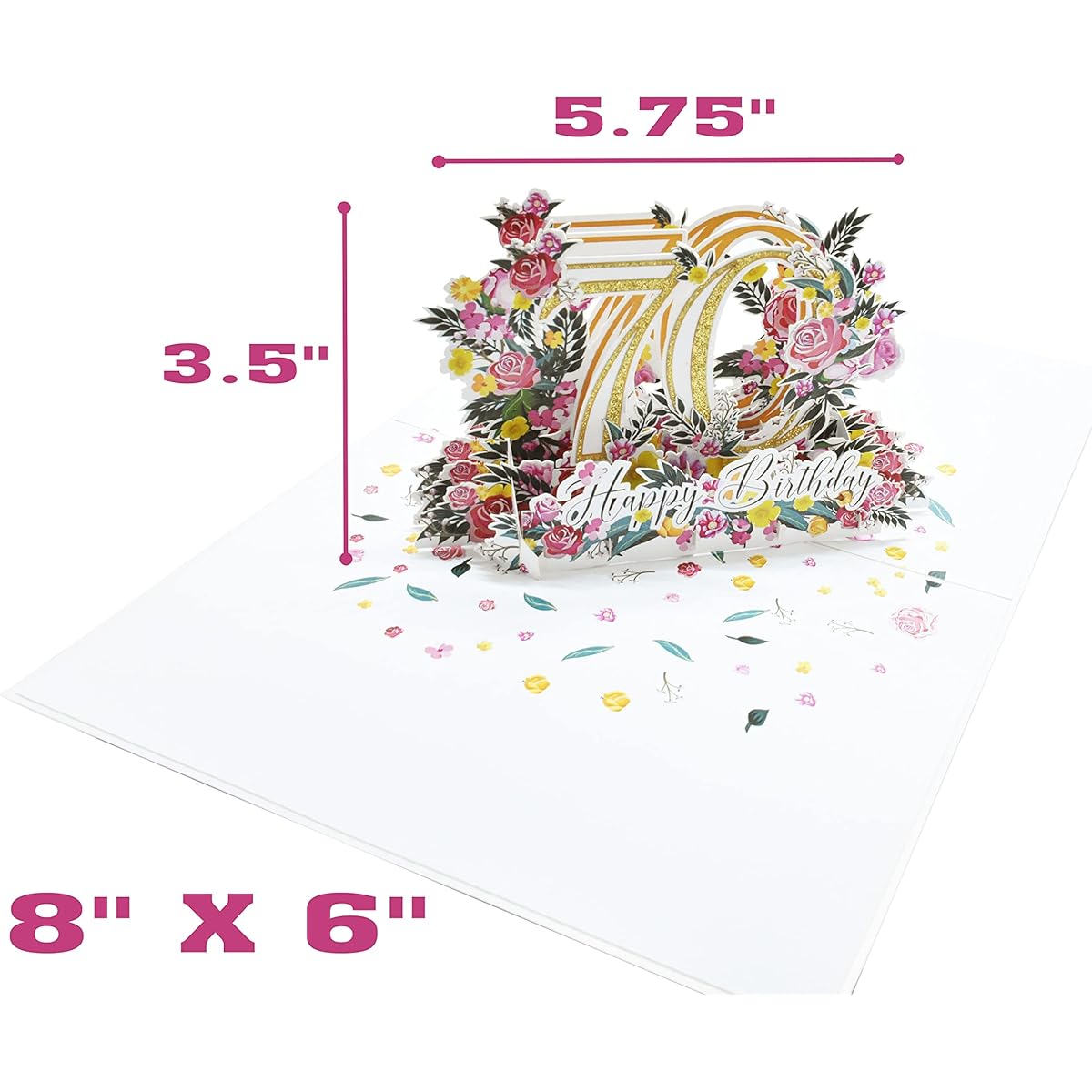 Happy 70th Birthday Pop-up 3D Greeting Card