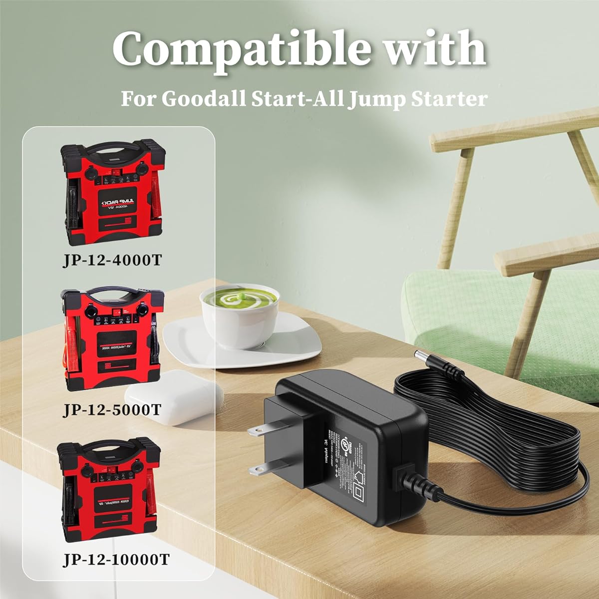 Goodall Manufacturing JP-12-4000T JP-12-5000T JP-12-10000T Jump Pack AC Adapter 18V Charger for 12V Start Corded Jump Pack Power Cord