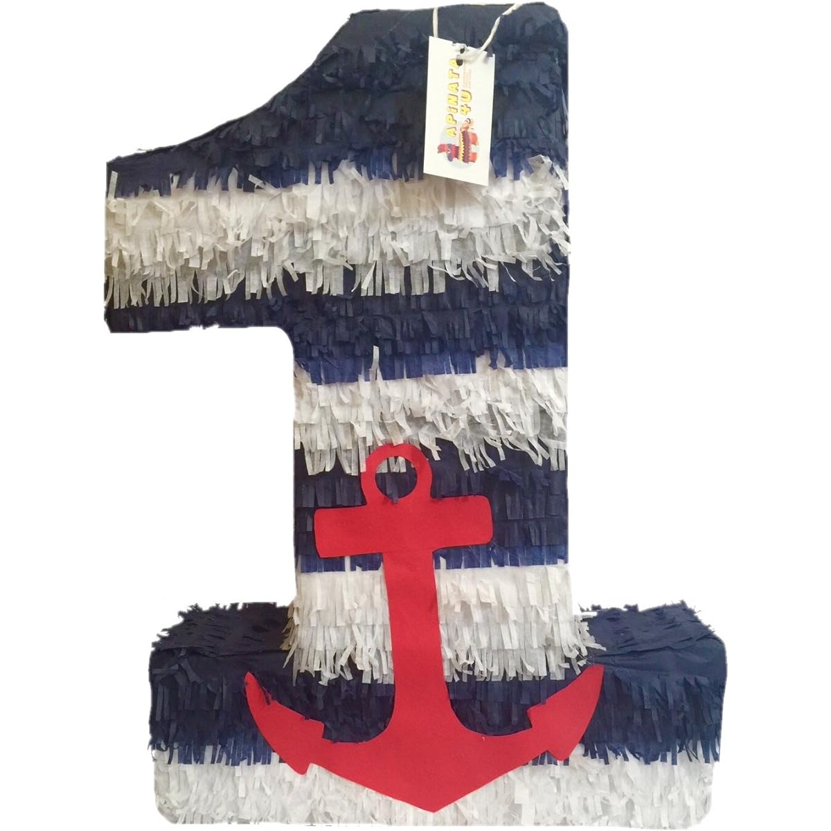 Large Nautical Number One Pinata 23" Tall Red Anchor