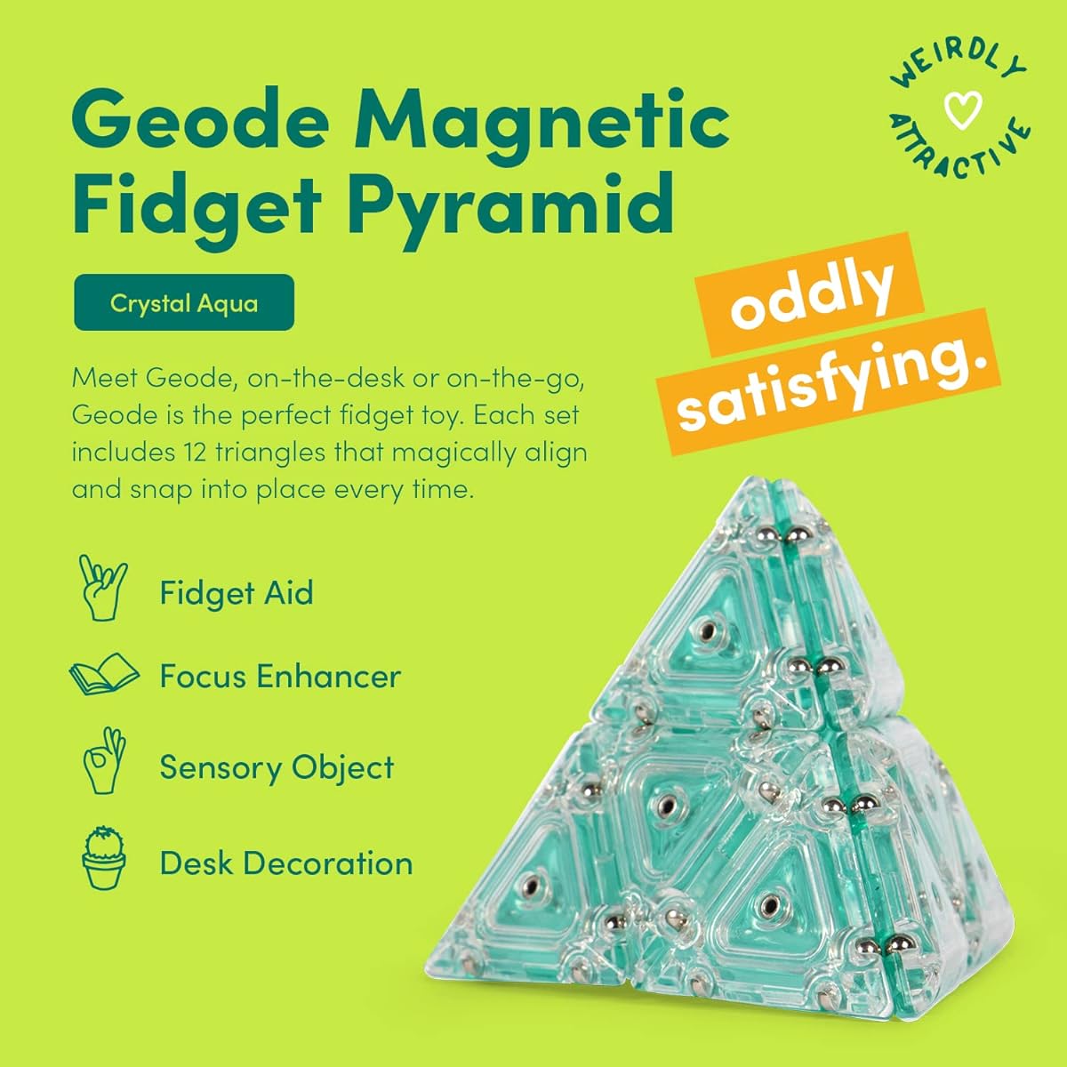 Speks Geode Pyramid 12 Piece Building Set Aqua Fun Desk Toy for Adults