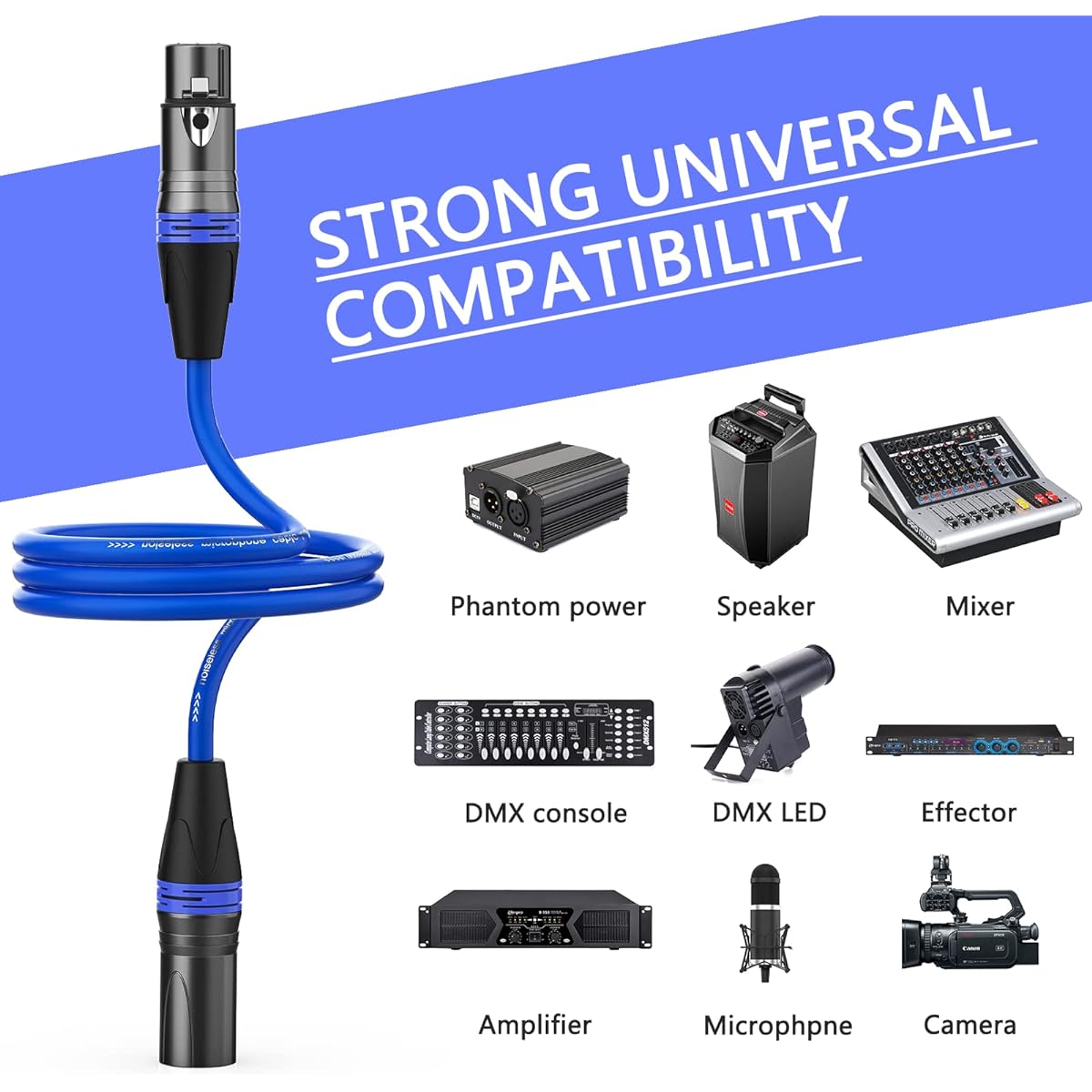 BOYOUYS XLR Cable 10 Feet 6 Pack XLR Microphone Cable XLR to XLR Cable 3 Pin Premium Balanced XLR Male to Female Patch Cord for Microphone Mixer Podcast Studio