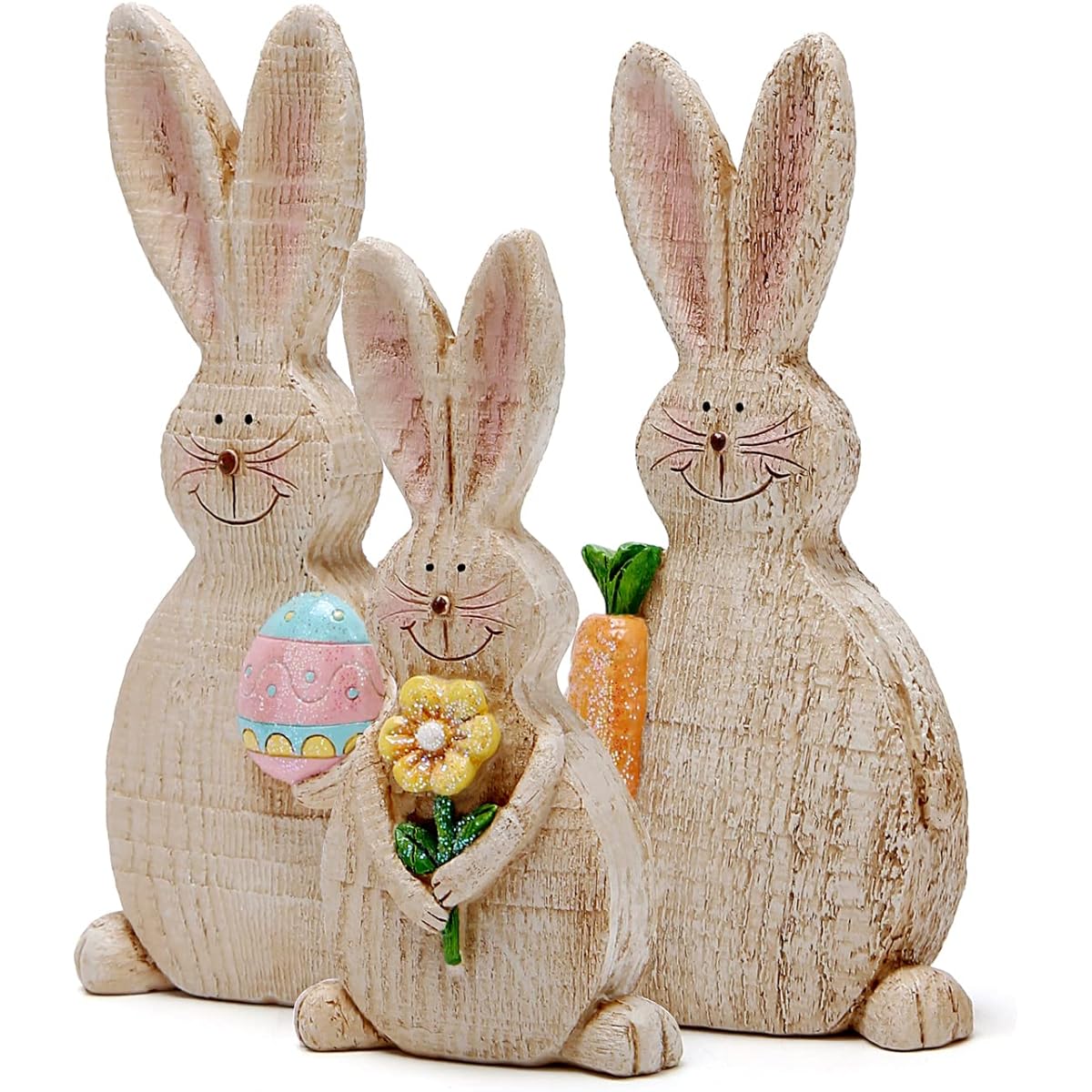 Hodao Easter Bunny Decorations Spring Easter Rabbit Decorations Figurines Table Toppers Party Home Holiday Cute Bunny Easter Day Decorations Set of 3