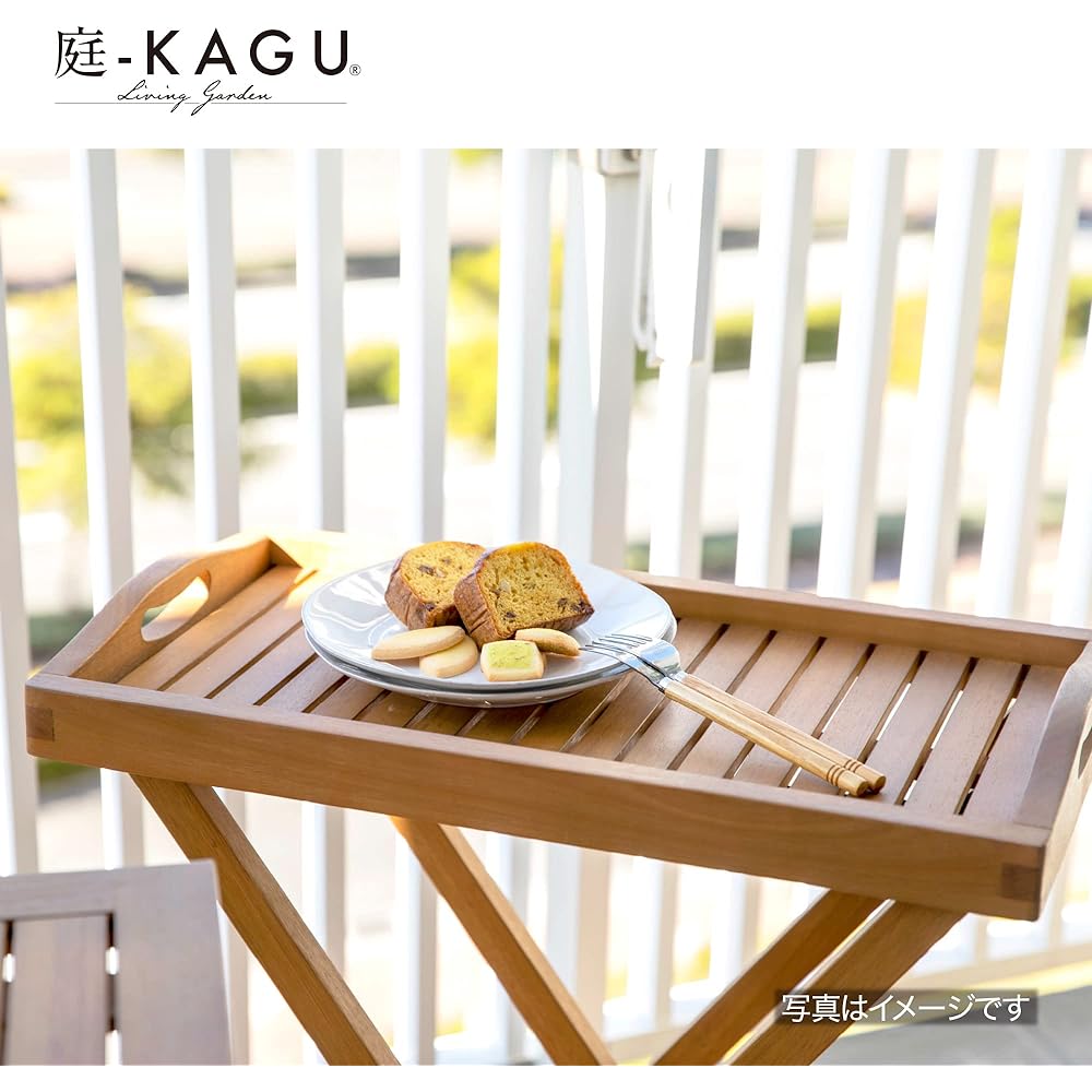 Takasho Garden Furniture Marie Wood Tray Stand Natural Wood Eucalyptus MWF Foldable Durable Eucalyptus Wood MWF-29FS