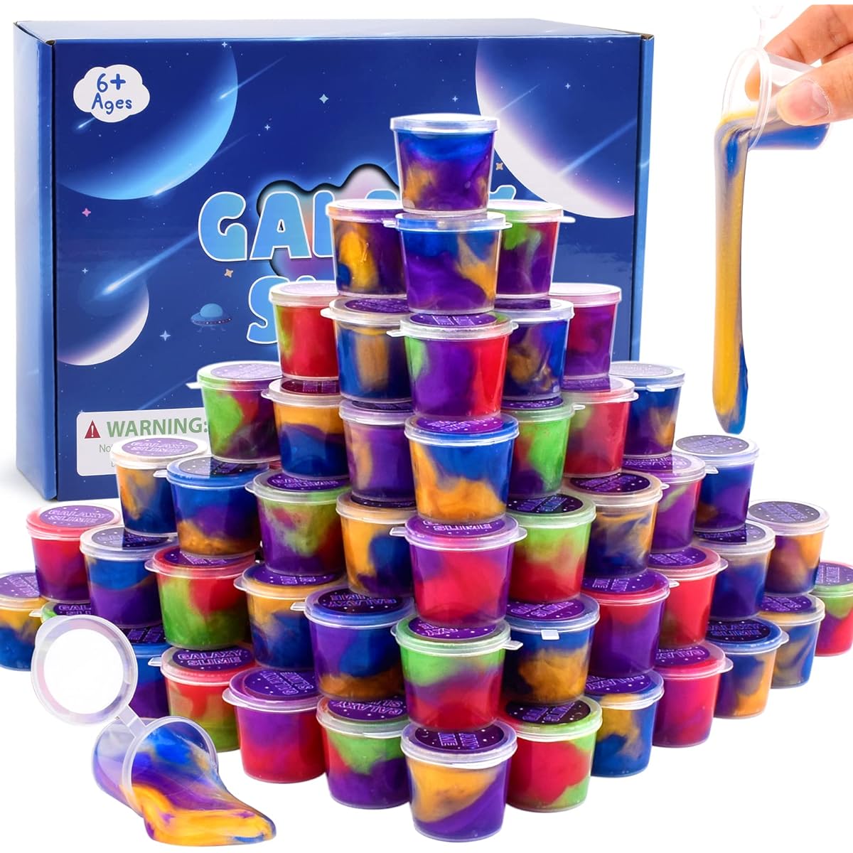 Galaxy Slime Kit 60 Pack Slime Party Favors for Kids Non Sticky Wet Soft Sludge Toys Mini Slime Bulk for Boys Girls Stress Relief Goodie Bags Christmas Gifts