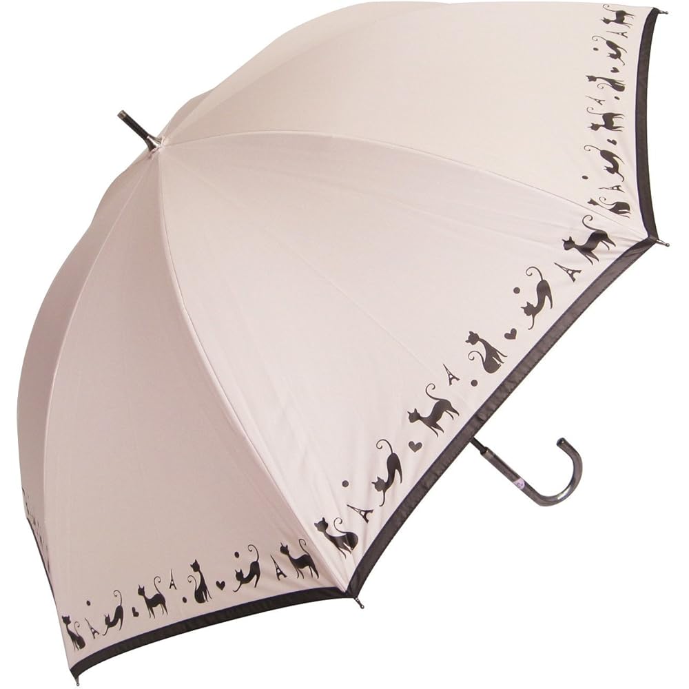 Okamoto Harajuku Store Parasol for both rain and shine, cat pattern (99% UV shielding rate / resin color coating) 50cm (UV protection/light shielding/heat shielding) long umbrella, hand-opening umbrella, lightweight