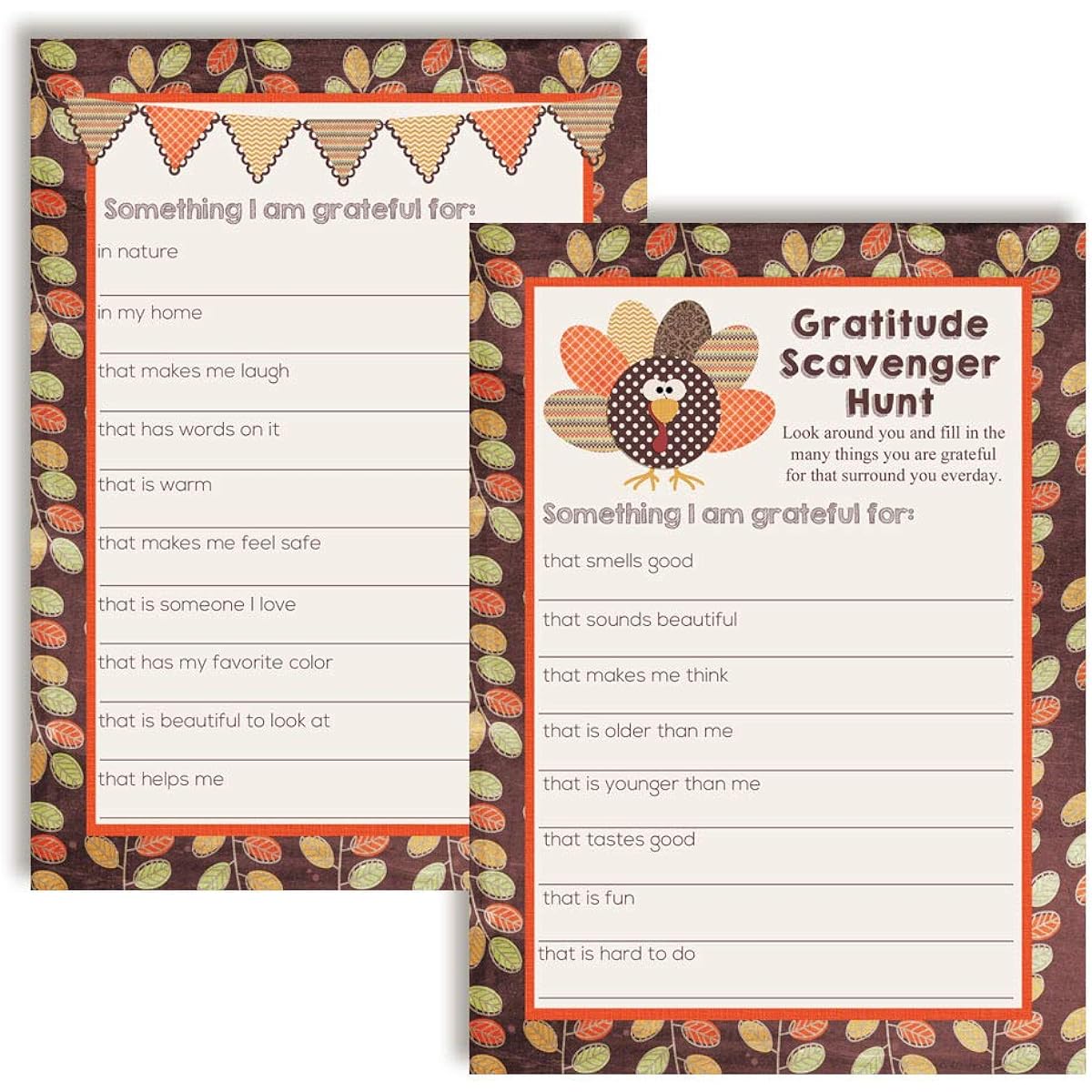 AmandaCreation"I Am Grateful For" Thanksgiving Game Cards 5" x 7" Blank Cards (10 Cards)