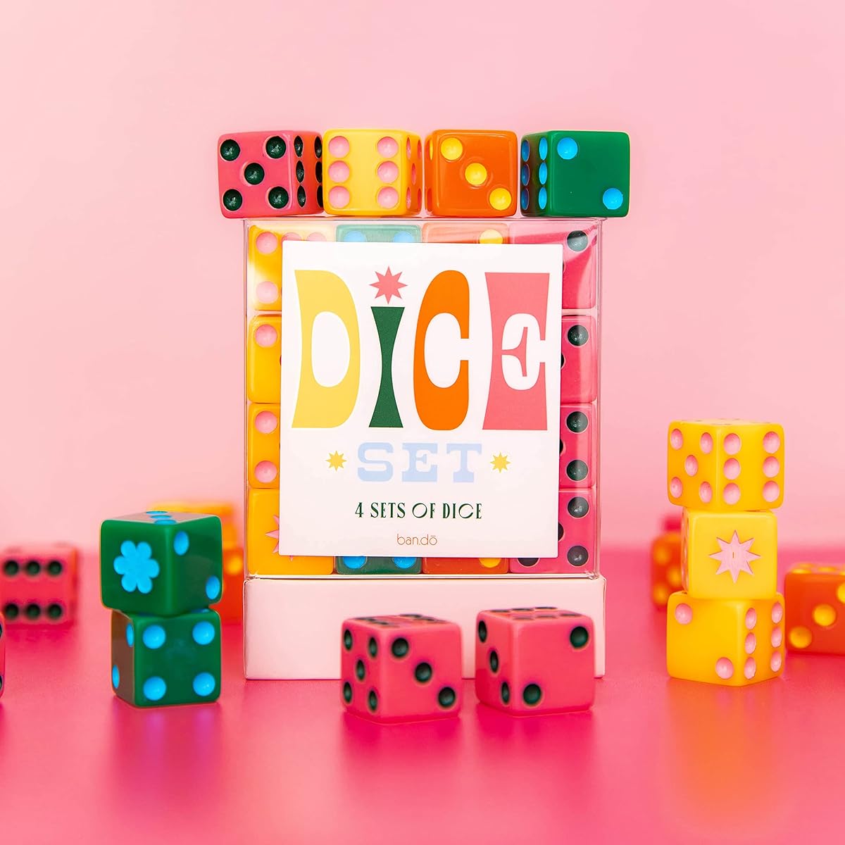 ban.do Game Night! 48 Piece Dice Set 4 Colored Dice Standard Dice for Board Games and Card Games