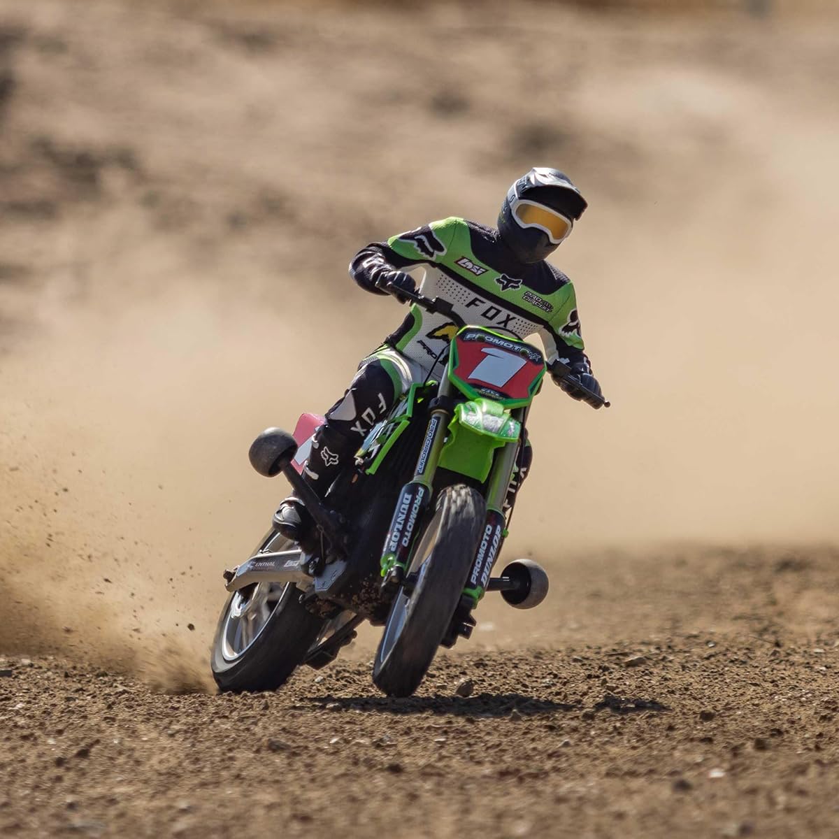 Losi RC Motorcycle Promoto-MX 1/4 Motorcycle Ready to Use Combo with Battery and Charger Pro Circuit LOS06002 Green