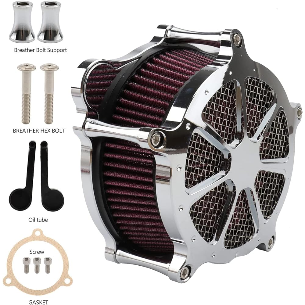 Motorcycle Air Cleaner Filter Intake System Kit Chrome CNC Harley Touring 2008-2016 Road King Electra Street Glide Road Glide Softail Dyna FXDLS 2017