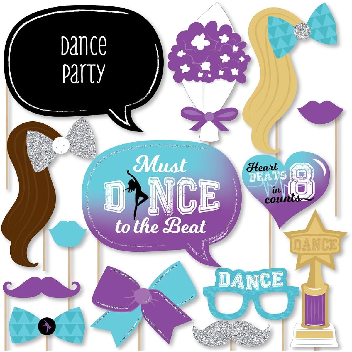 Big Dot of Happiness Must Dance to the Beat - Dance - Birthday Party or Dance Party Photo Booth Prop Kit - 20 Pieces