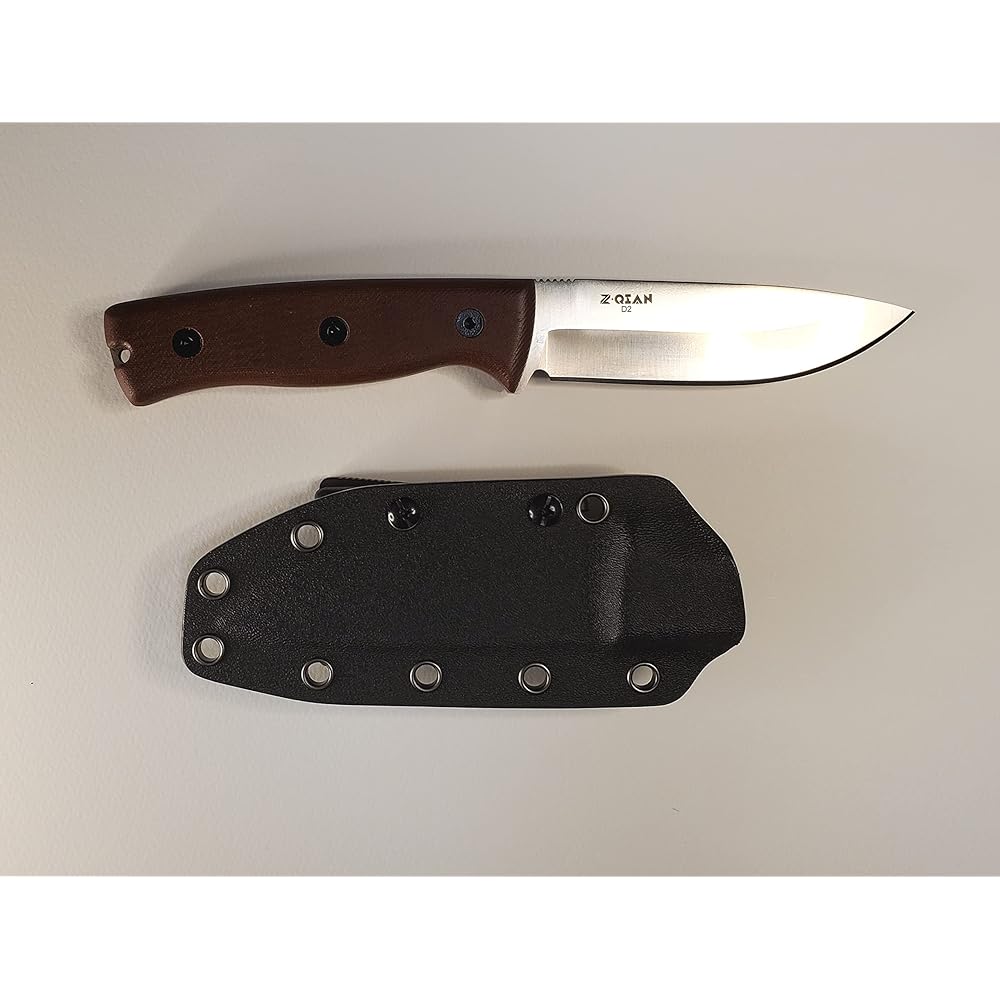 BROTHER -F011 Brown Sheath Knife Brother Knife Scandi Grind Micarta D2 60-61 HRC
