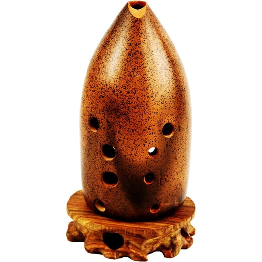 10 Holes Red Ceramic Xun Professional Xun Double Cavity Pen Holder F/G Tone Ceramic Xun Beginner Wind Instrument Ocarina Musical Instrument (Red)
