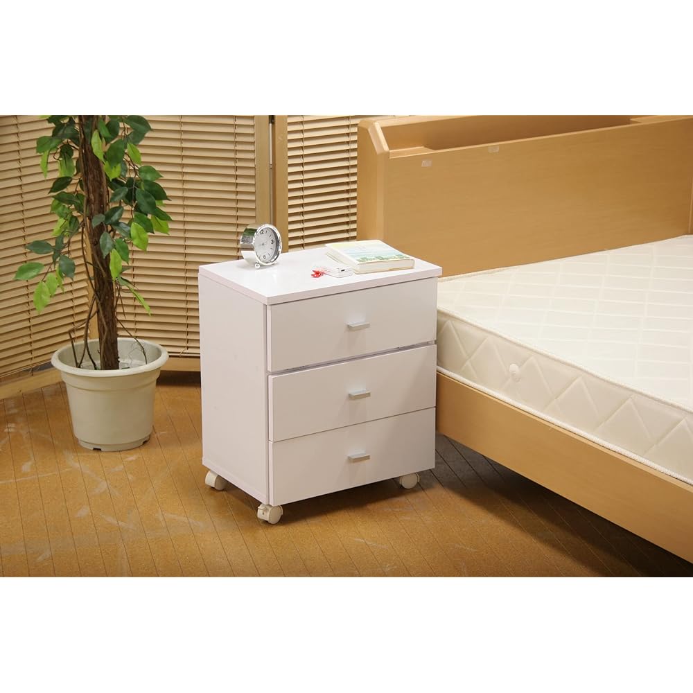 Fuji Boeki Dresser Vanity Width 45 x Depth 31 x Height 53 cm White with Casters 2 Way Side Table Completed Product Figo 81893
