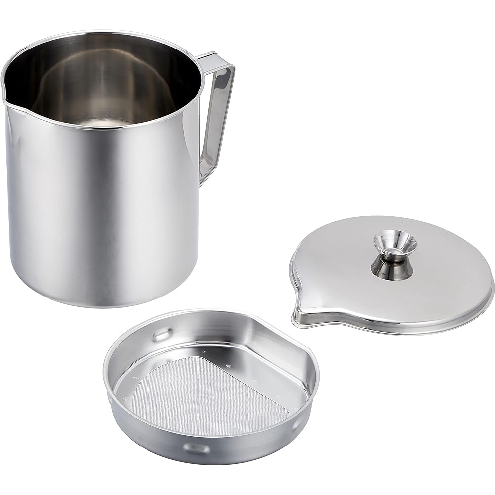 Endo Shoji TKG Oil Container Oil Pot 5L Made of Rust-resistant Stainless Steel and Hygienic Outer Diameter x Height (mm) 180 x 210 Net (30 Mesh) Commercial Use AOI04005