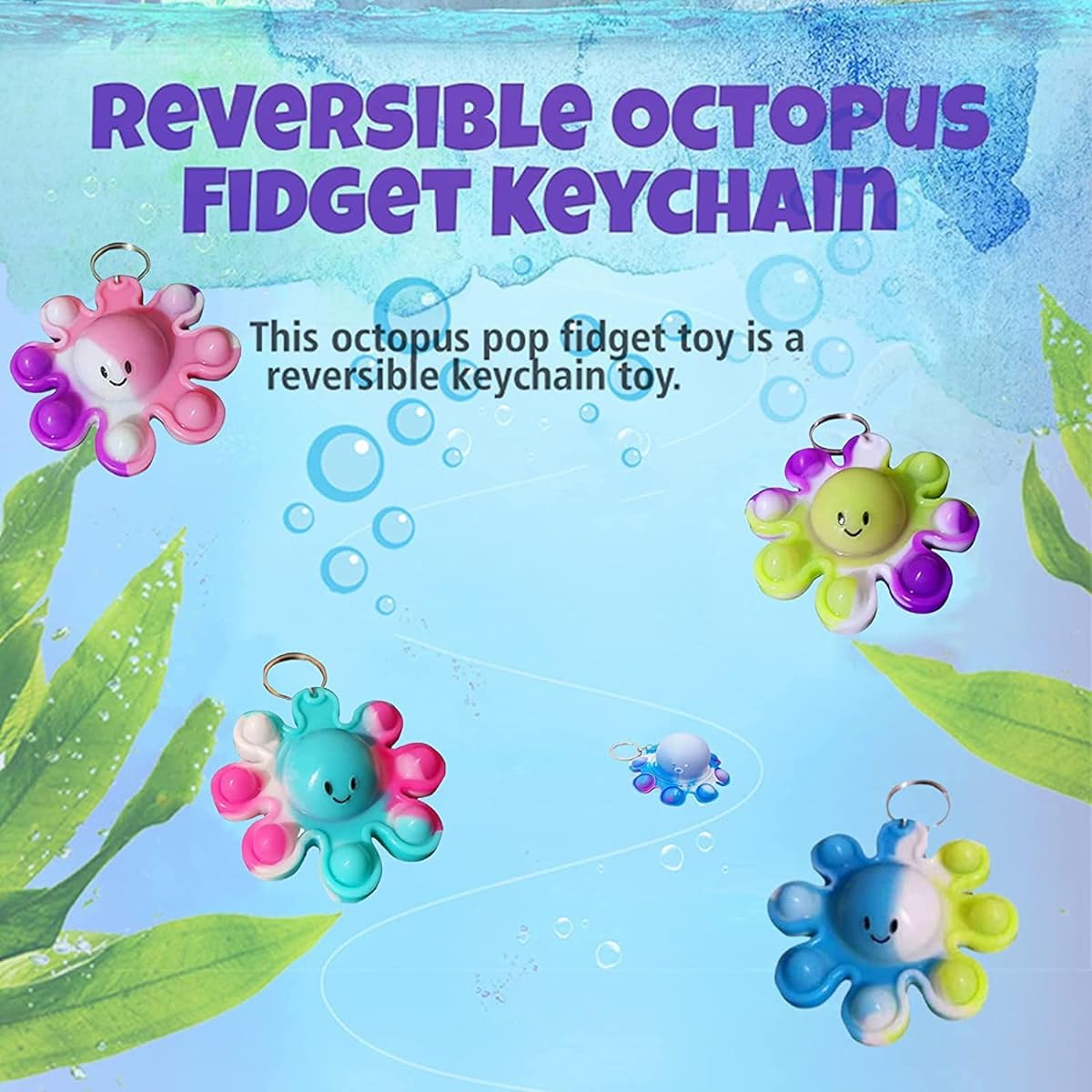 30pcs Bulk Small Octopus Shape Mini Pops Day Kids Gift Prizes Beginning of Term Easter Party Sensory Simple Tie Dye Bubble Fidget Set