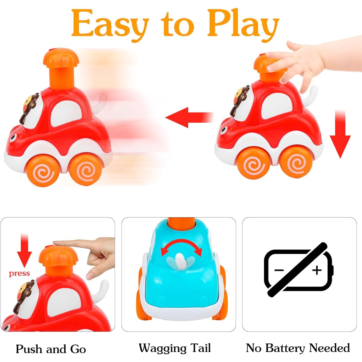 Baby Toys Cars Toddler Gifts: Animal Cars Baby Toys 1 2 3 Years Old Boys Girls - 1 2 Year Old Boy Birthday Gifts Toddler Toys 1-2 Years Old - Push and Go Cars Toys Toddler Kids Toddler