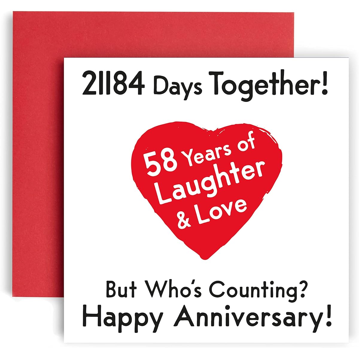 Huxters Anniversary Cards - Premium Happy 58th Wedding Anniversary Wedding Card - Funny Card for Husband or Wife - Beautiful Illustrations and Artwork - 5.5" Square Card (58th Anniversary)