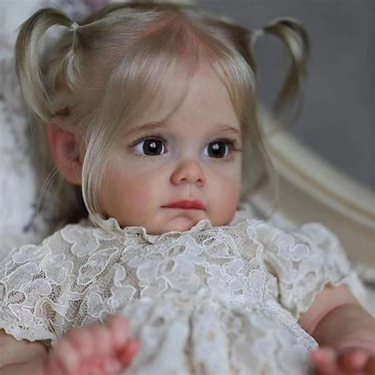 Anano Reborn Baby Doll Girl Toddler Real Blue Veins 24 Inch Realistic Reborn Doll Realistic Human-Like Baby Doll Handmade Silicone Baby for Kids Ages 3+ Birthday