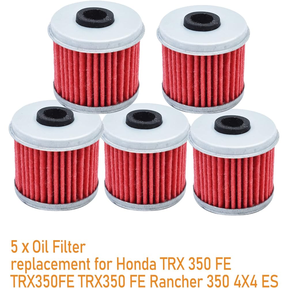 WFLNHB Oil Filter for Honda TRX 350 FE TRX350FE TRX350 FE Rancher 350 4X4 ES 2000 2001 2002 2003 2004 2005 2006 Pack of 5