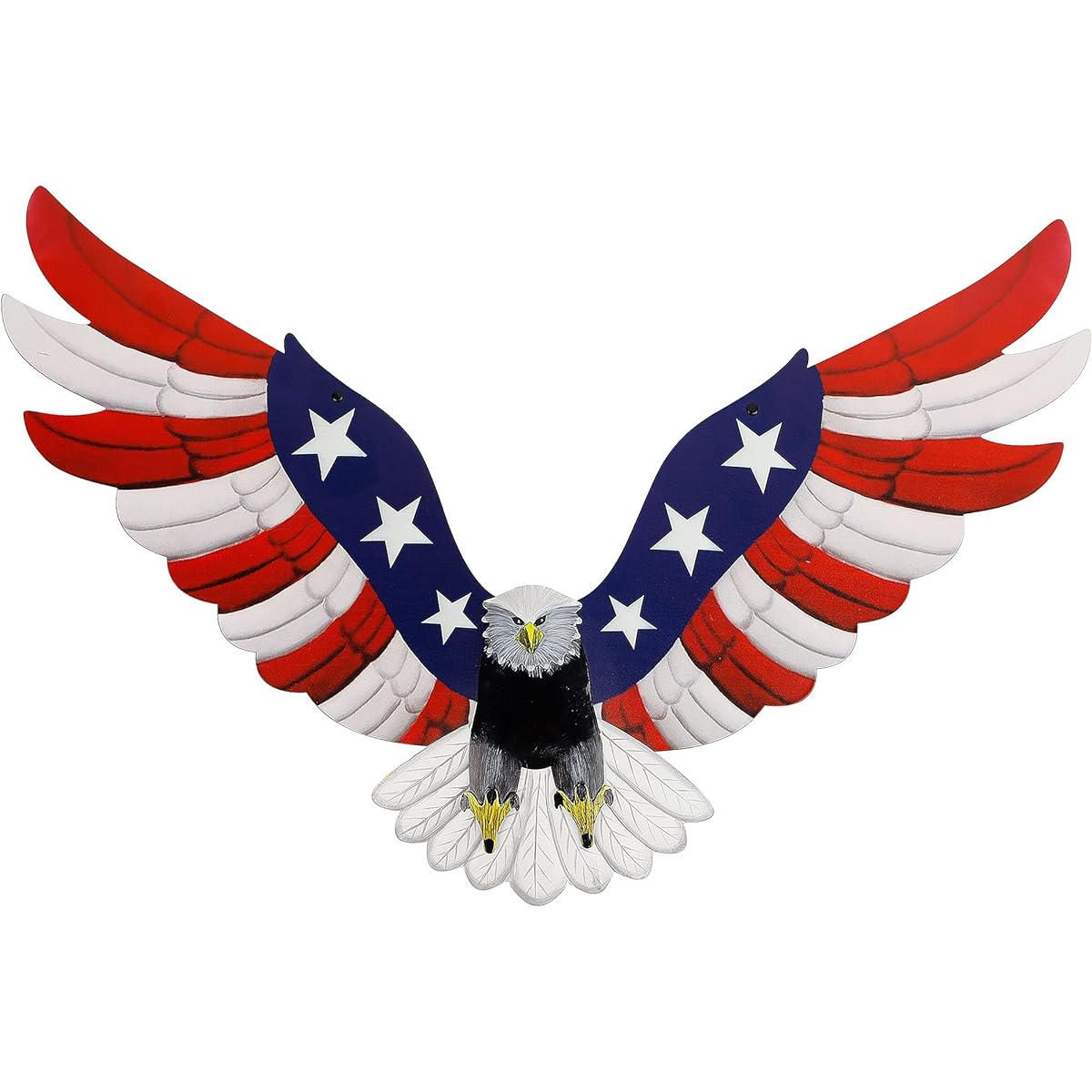 Adroiteet Metal Wall Art, 23" x 14" American Flag Bald Eagle Hanging Patriotic Sculpture, Large Handcrafted Centerpiece Decor for Indoor Bedroom Office Outdoor Patio Garden