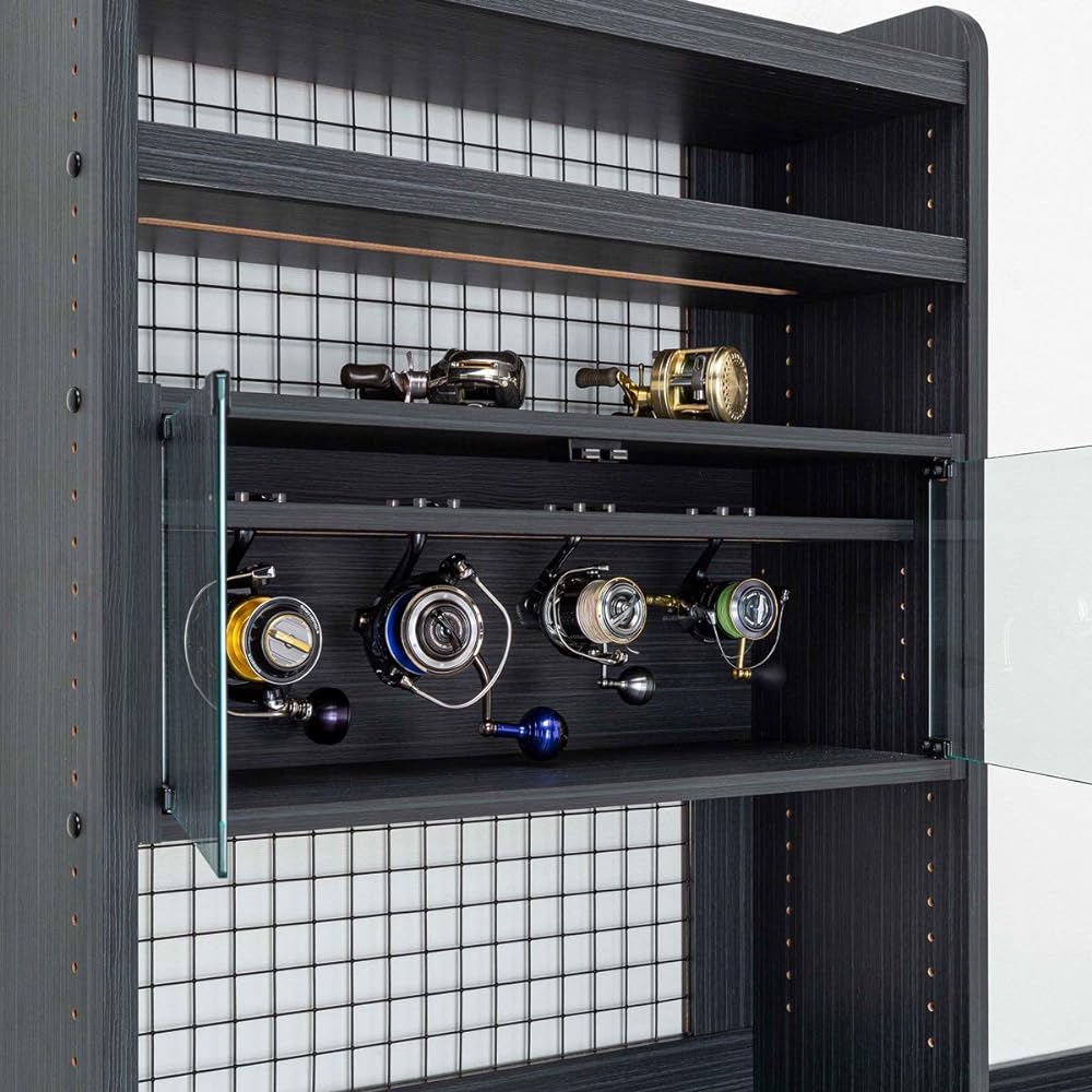 Shirai Sangyo Fishing Tackle Storage Reel Storage Cabinet Reel Cabinet Width 75.2 Height 29.1 Depth 27.1cm PSR-3075GBK Pescarage