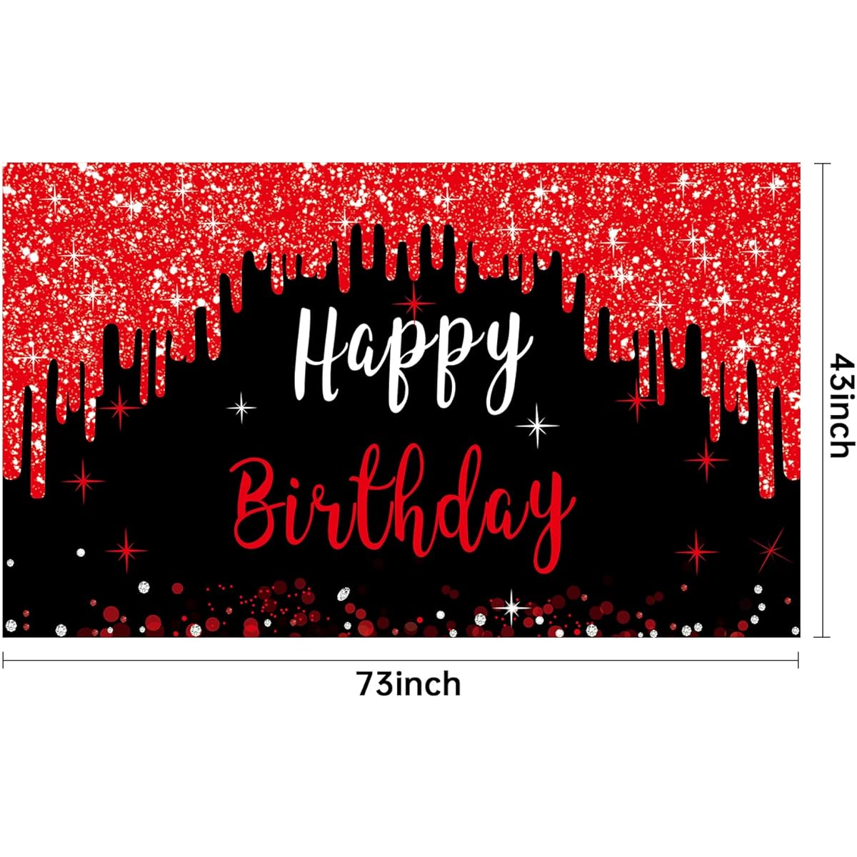 Red Happy Birthday Banner Decoration Women Girls Black Red Happy Birthday Backdrop Party Supplies 16 Years Old 18 Years Old 21 Years Old 30 Years Old 40 Years Old 50 Years Old 60th Birthday Background Poster Decoration (72.8 x 43.3 inches)