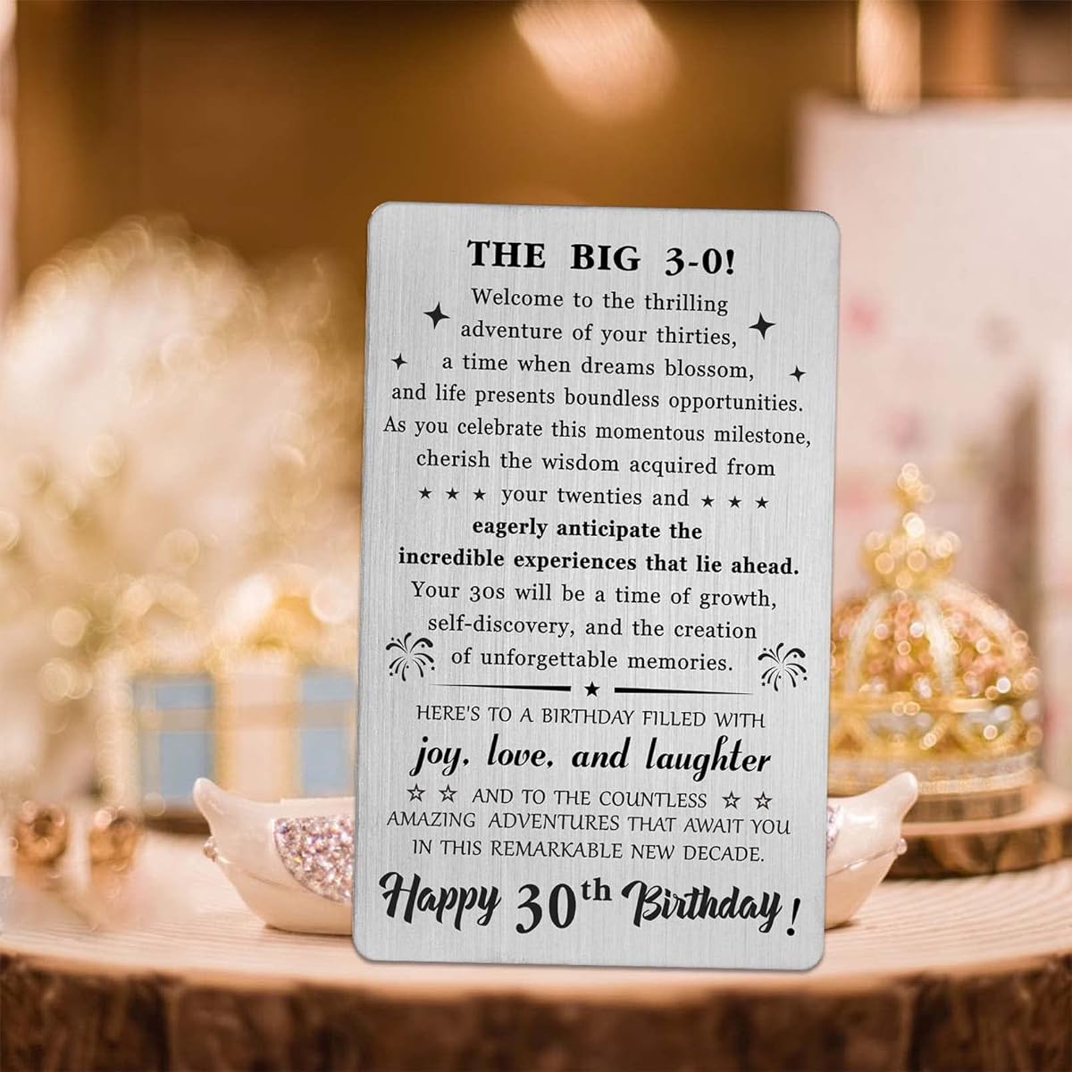 BAZLJY 30th Birthday Gift - Steel Engraved 30th Birthday Card - Gift for the Adventurous 30 Year Old