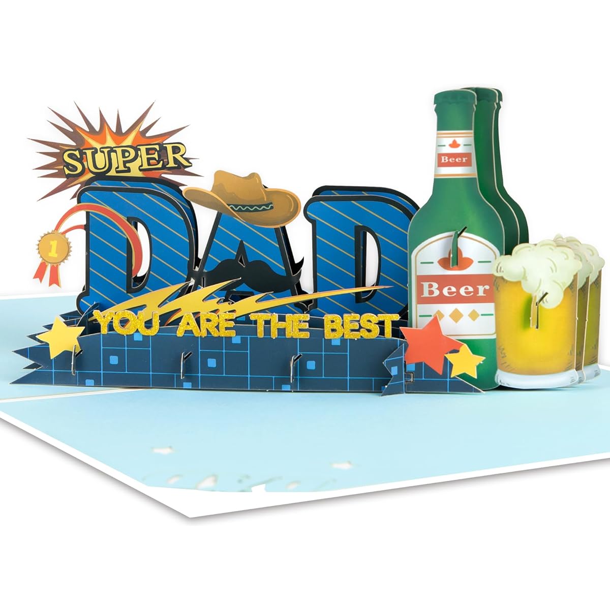 Greeting Art 3D Pop Up Father's Day Cards, Best Dad Ever, Beer Pop Up Cards, Father, Husband, Grandfather, Father's Day Cards, Retirement Cards for Men