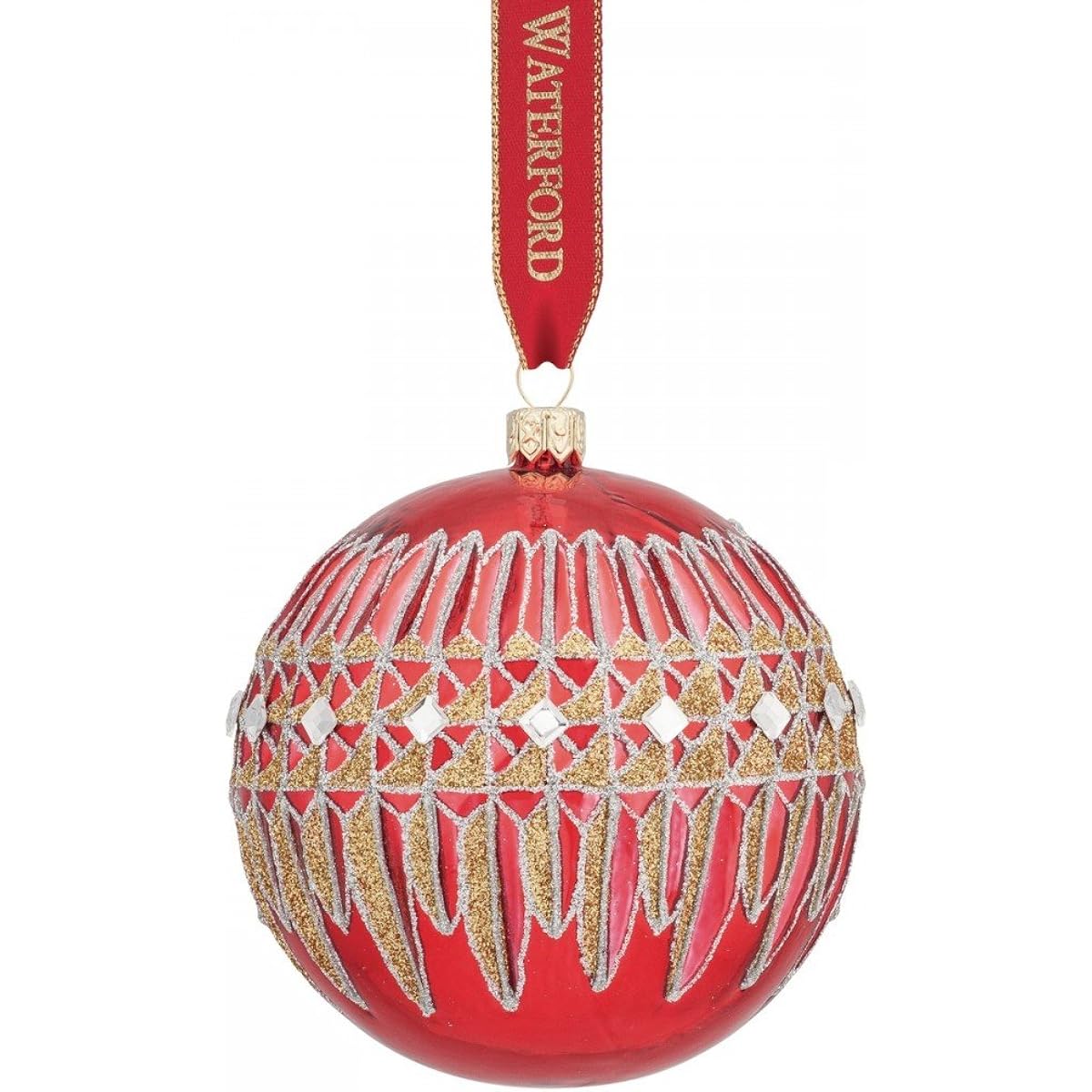 Waterford Lismore Diamond Red Ball Ornament