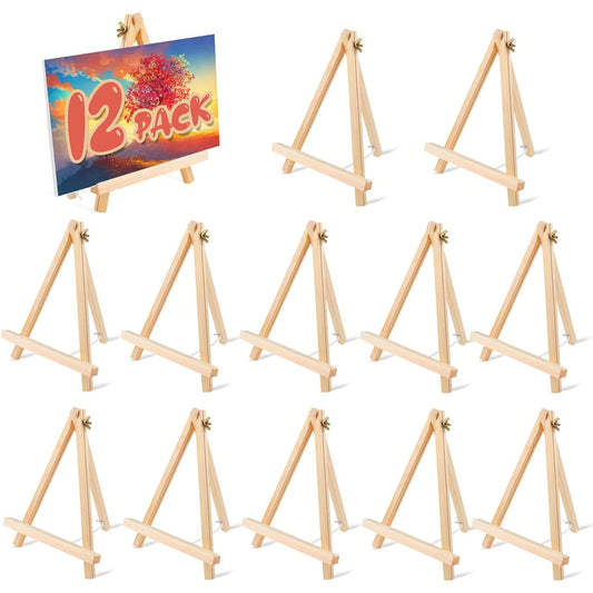 12 Pack 9 Inch Wooden Easel Canvas Painting Easel Stand with Tripod for Kids Students Tabletop Easel for Painting Art Craft Painting Easel Stand for Artists Adults Students