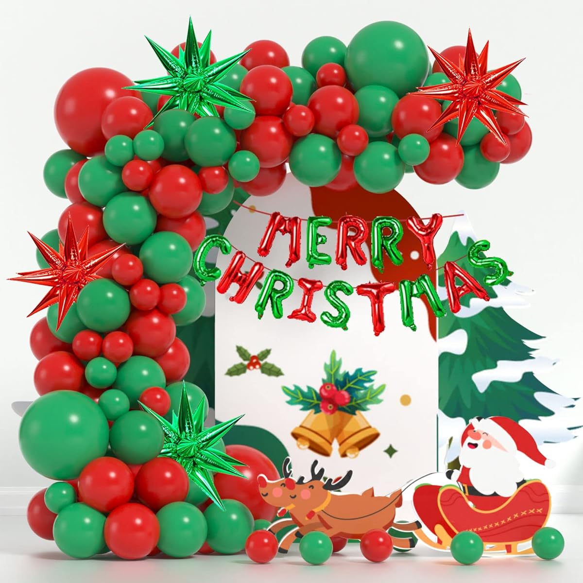 christmas red green balloon