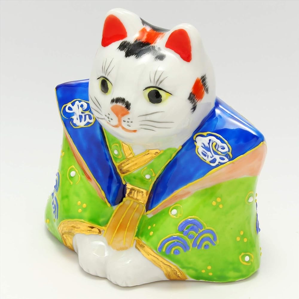 Kutani ware Fukusuke cat size 3 (with cushion)