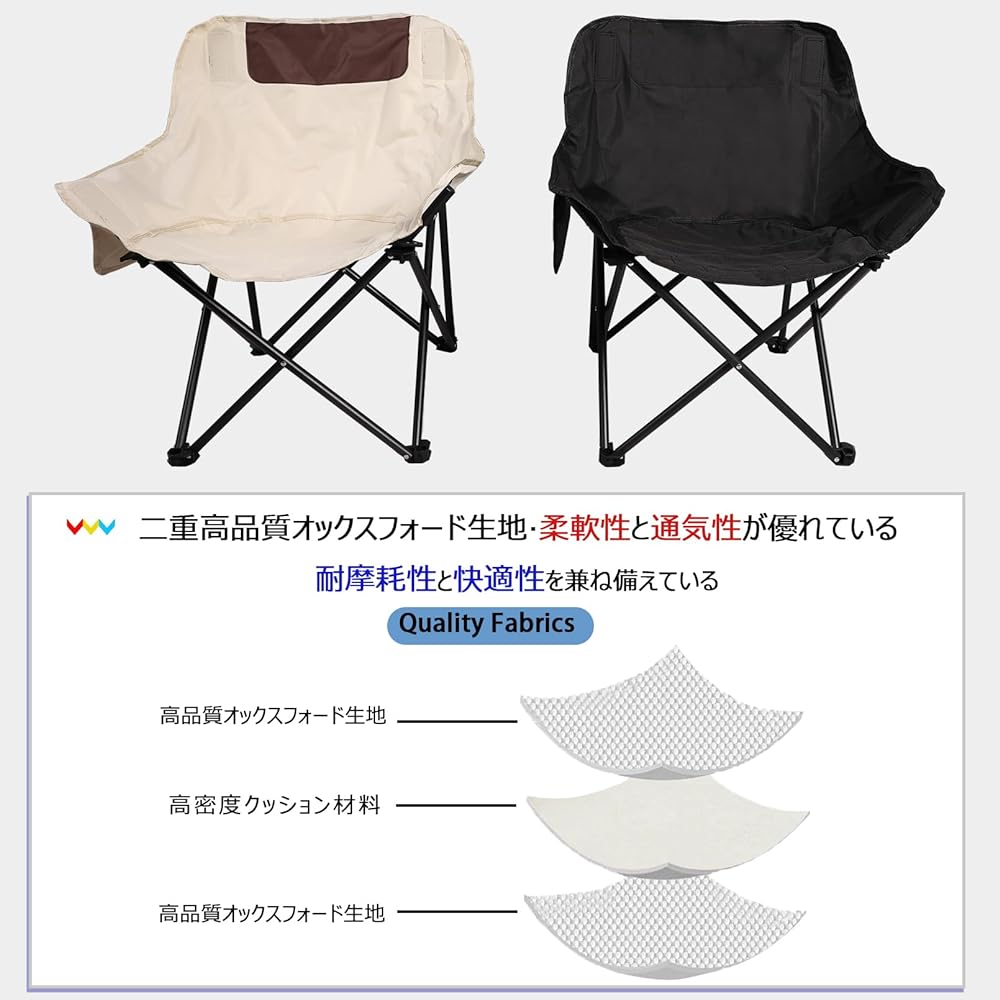 YOGOTO Outdoor Chair, Camping Chair, Foldable, Compact, Lightweight, Hiking, Fishing, Climbing, Storage Bag Included, Load Capacity 100kg (Black (M))